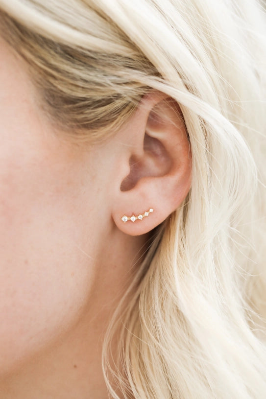 5-Stone Gold Crawler Earrings