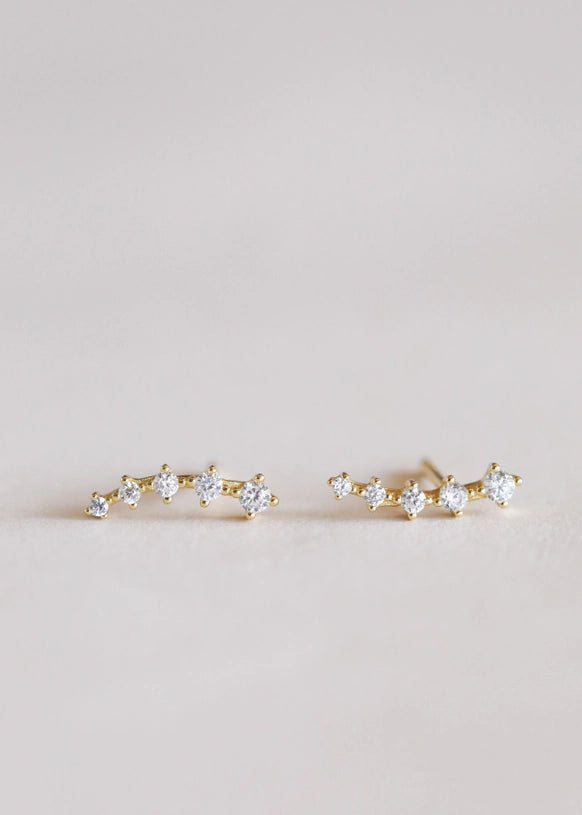 5-Stone Gold Crawler Earrings