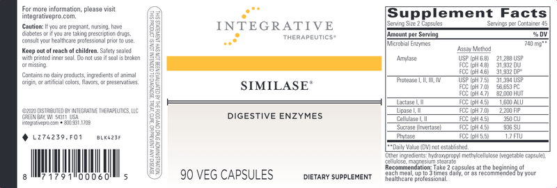 Similase Digestive Enzymes, 90 ct.