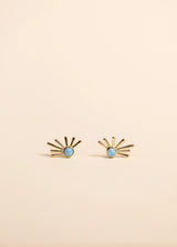 Sun Ray Fire Opal Gold Earrings