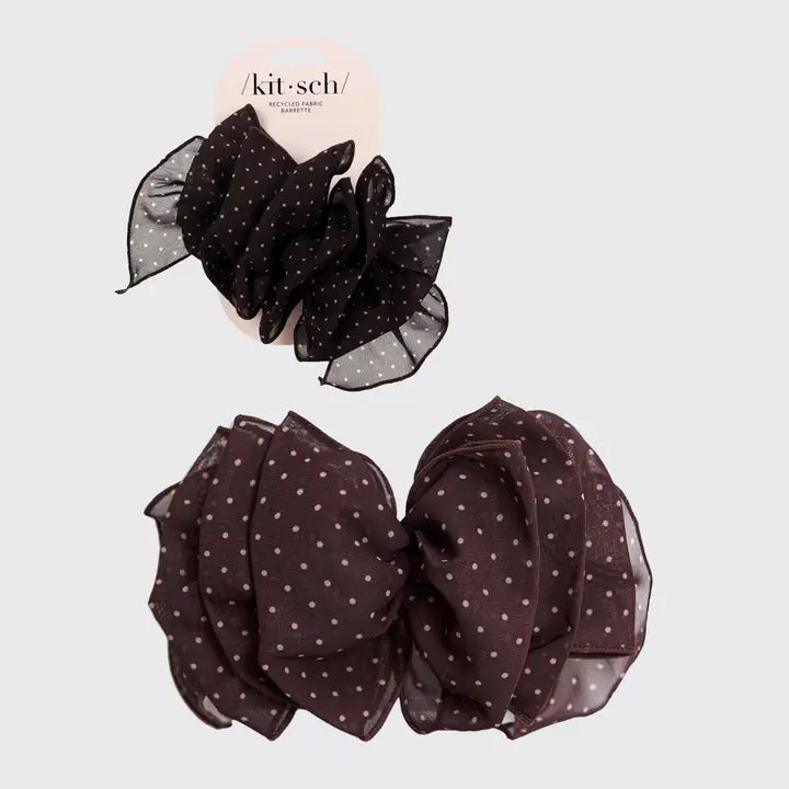 KITSCH Recycled Chiffon Polka Dot Bow Barrette